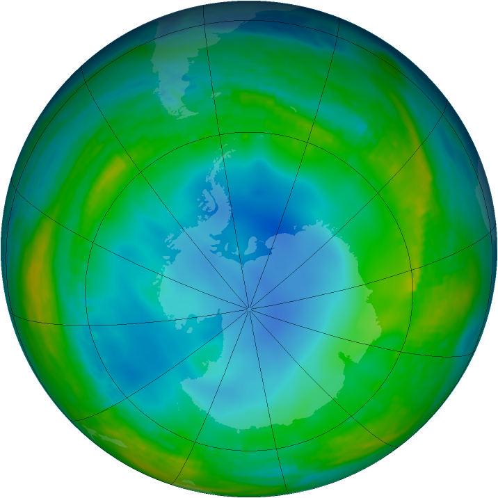 Antarctic ozone map for 22 June 1986